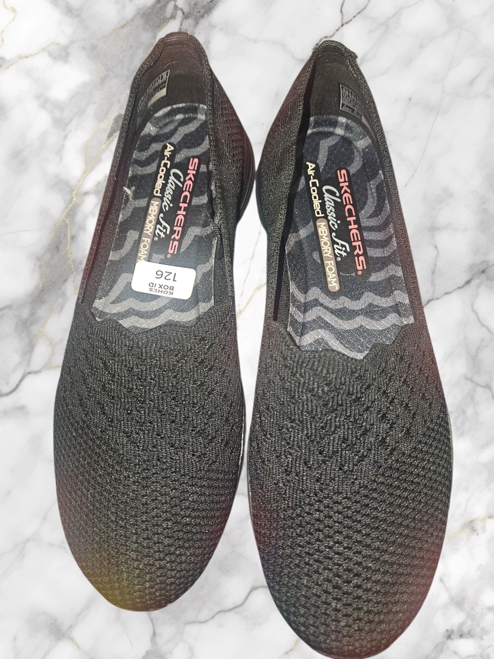 Skechers Black Knit Slip-On Flats